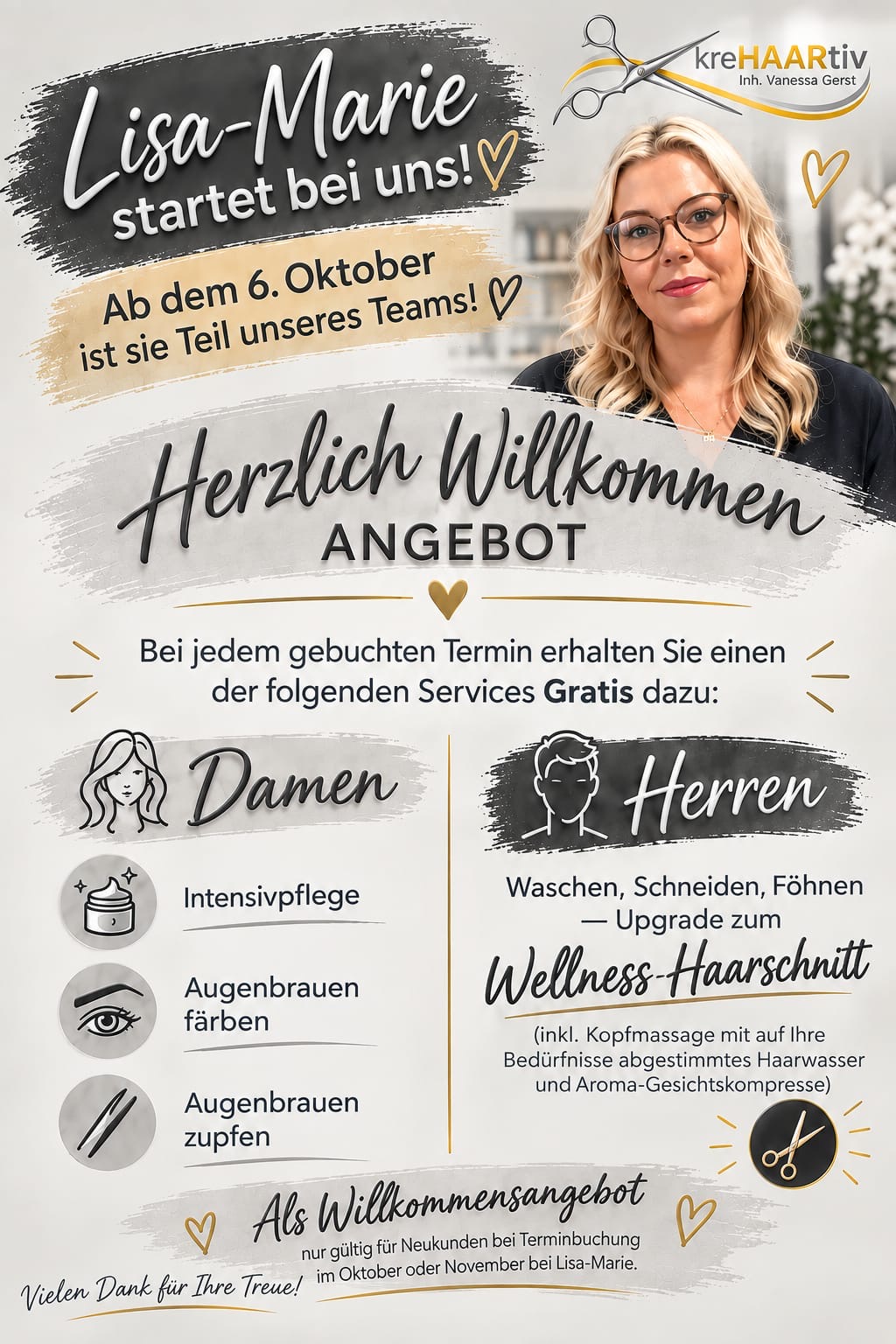 Willkommensangebot für Neukunden bei Lisa-Marie – KreHAARtiv Hambach